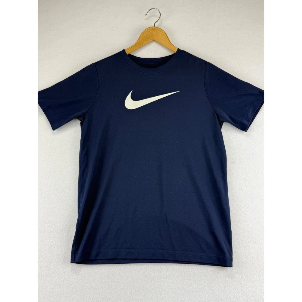 Nike Dri-FIT T-Shirt Kids XL Navy Blue Short Sleeve Athletic‎ Swoosh Tee